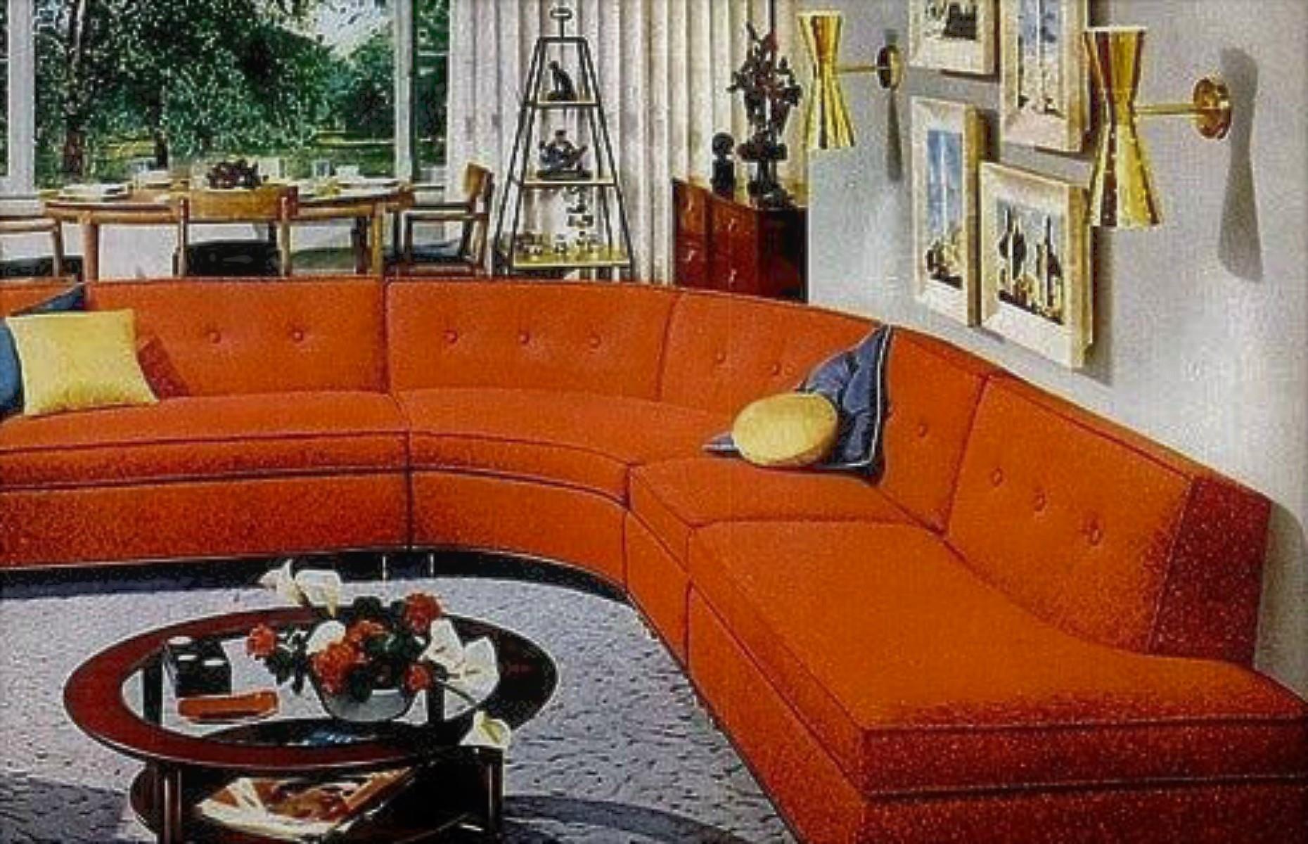 1960s living room with corner sofa